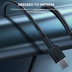 Aukey CB-NCC1 Cáp sạc C to C Hỗ trợ sạc nhanh PD 60W, Bọc nylon siêu bền Dài 1m - Ảnh 8