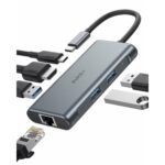 HUB Chuyển Đa Năng 6-in-1 AUKEY CB-C75 (Type-C to 3*USB-A 3.0 + 1*HDMI 4K@30Hz + 1*Type-C PD100W + 1*RJ-45 1Gbps)