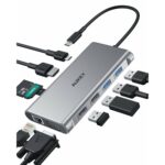 HUB Chuyển Đa Năng 10-in-1 AUKEY CB-C89 (Type-C to 1*HDMI4K + 1*VGA + 2*USB-A3.0 + 2*USB-A2.0 + 1*Type-C PD100W + 1*SD/TF + 1*RJ-45 1Gbps)