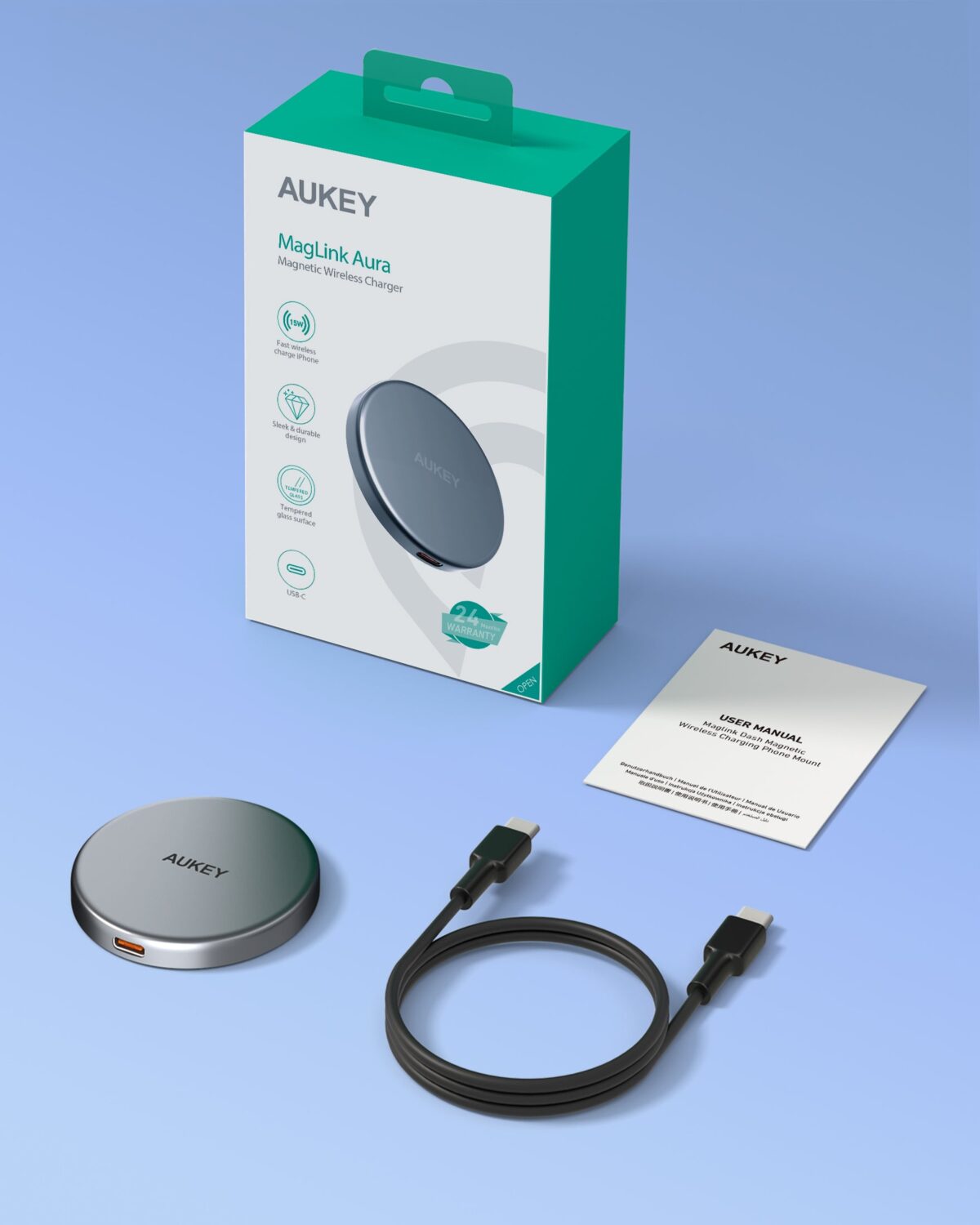 Đế sạc không dây AUKEY LC-MC10 MagFusion Aura Qi2 Magnetic Fast Wireless Charger - Ảnh 9