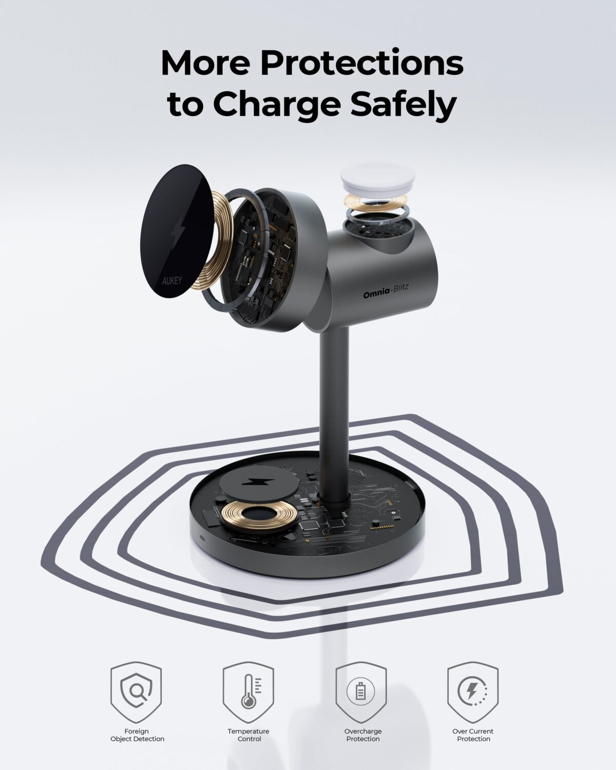 Đế sạc không dây AUKEY LC-MC311 MagFusion Qi2 Magnetic Fast Wireless Charging Station 3-in-1 - Ảnh 11