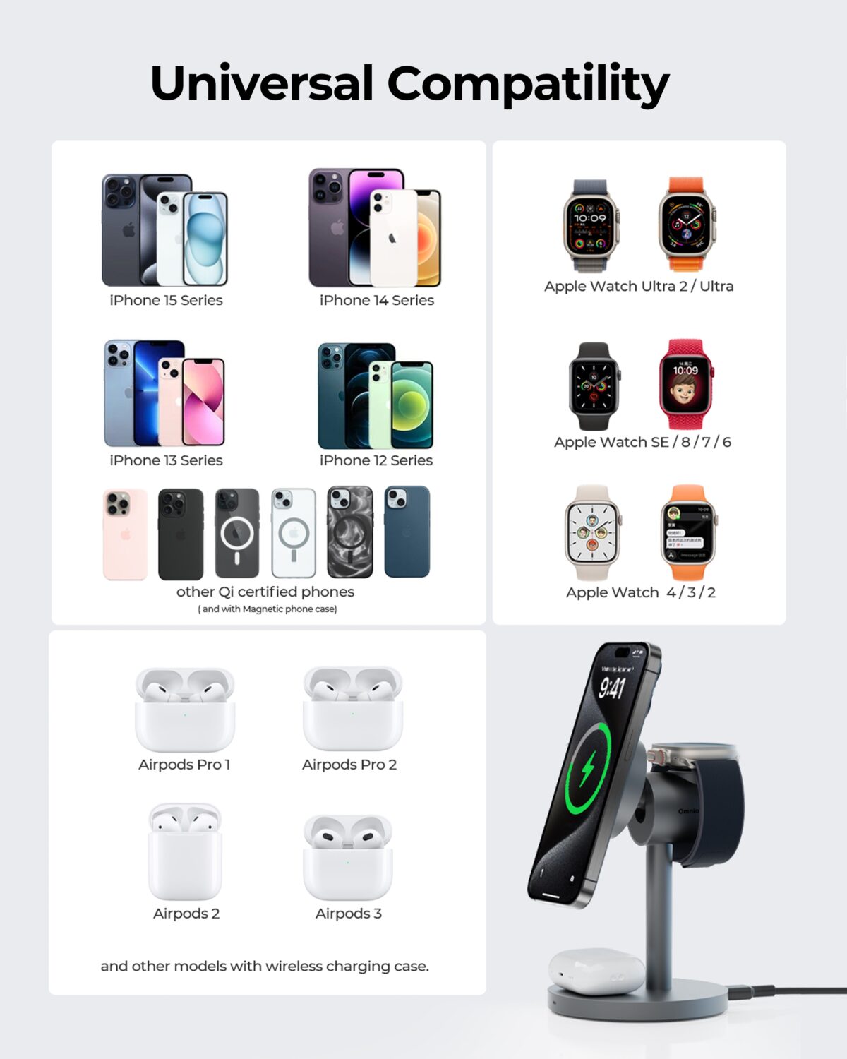 Đế sạc không dây AUKEY LC-MC311 MagFusion Qi2 Magnetic Fast Wireless Charging Station 3-in-1 - Ảnh 13