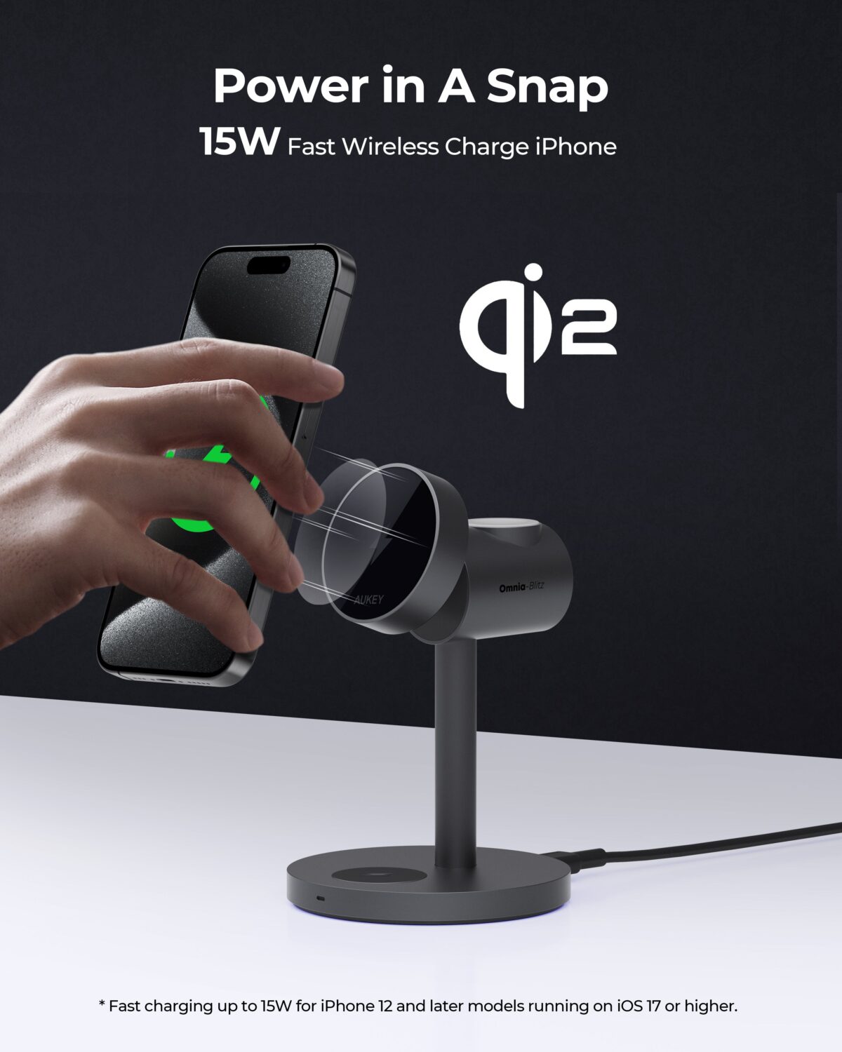 Đế sạc không dây AUKEY LC-MC311 MagFusion Qi2 Magnetic Fast Wireless Charging Station 3-in-1 - Ảnh 8