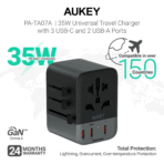 Củ Sạc Du Lịch 3C+2A AUKEY PA-TA07A 35W (US/AU/UK/EU, + AC Socket) - Ảnh 2