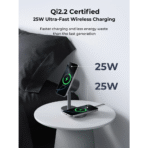 Đế Sạc Đứng Không Dây 2-in-1 AUKEY Qi2.2 MagFusion 2X LC-MC213 25W (Wireless Charging Qi2.2 25W, Strong Magnetic Force, 360° Rotation) - Ảnh 3