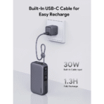 Pin Dự Phòng AUKEY PB-Y47 10000mAh 30W (1*Type-C + 1*USB-A Port + Built-in Type-C cable, Digital Display) - Ảnh 4