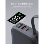 Pin Dự Phòng Không Dây AUKEY PB-MS22 10000mAh 20W (CCC / 3C Certification, 1*Type-C + 1*USB-A + 1*Type-C Built-in Cable, Digital Display, Support Wireless Charging 15W) - Ảnh 3